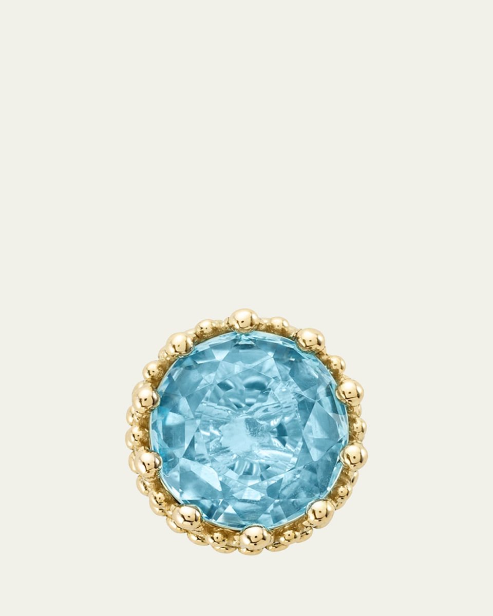 Pierreries 18K Yellow Gold Blue Topaz Stud Earring, Single